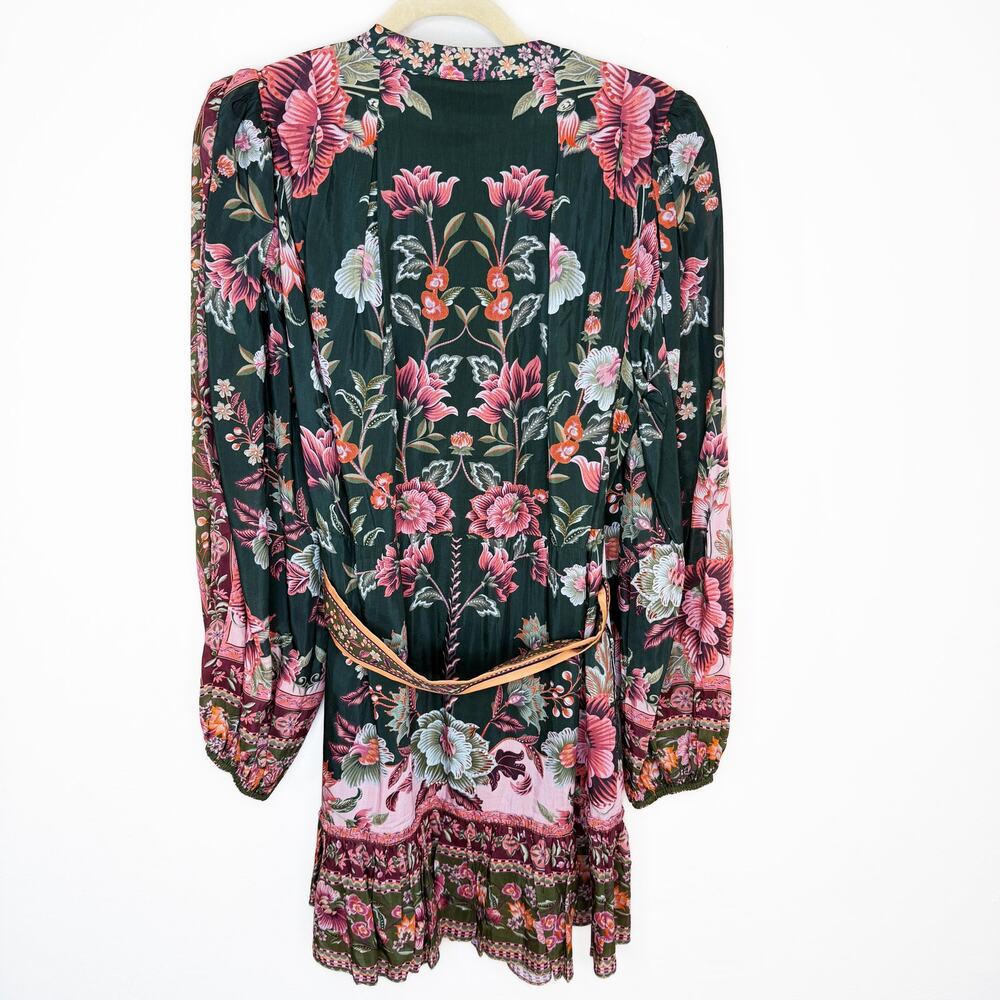 NWT Anthropologie Farm Rio Flowering Garden Tree Belted Puff Sleeve Mini Dress L - Picture 10 of 16